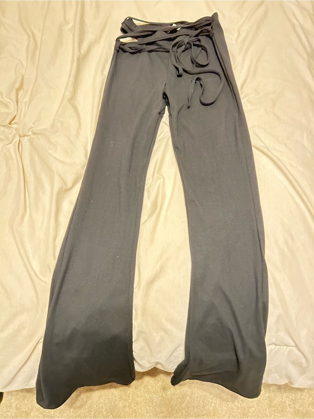 Joah Brown Black Boot Cut Tie-Waist Pants